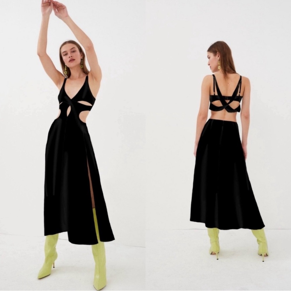 For Love And Lemons Black Strappy Midi Dress